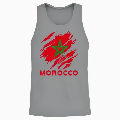 Marokko Flagge Vintage Stil Retro Marokko Fußball Mor Unisex Tank Top - Sport Grey