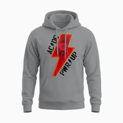 Offizielles Ac/dc Pwrup Album Bolt Rock Musik Band Logo Unisex Hoodie - Sport Grey