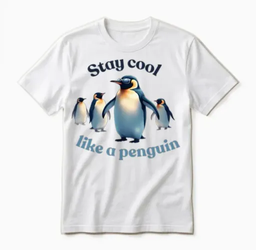 Stay Cool Like a Penguin Unisex T-Shirt in White