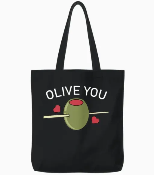 Olive You Tote Bags in Black