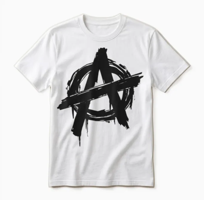 Grunge Anarchy Symbol 2.0 T-Shirt, White, S Unisex T-Shirt in White