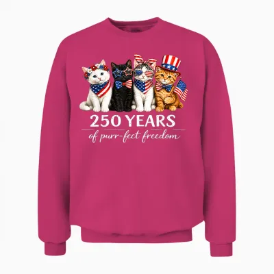 250 Years of America Cats Patriotic Cat Lover Unisex Sweatshirt - Heliconia