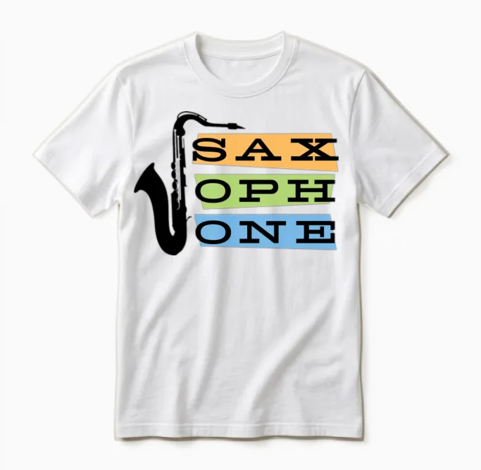 Saxophone Retro Unisex T-Shirt in White