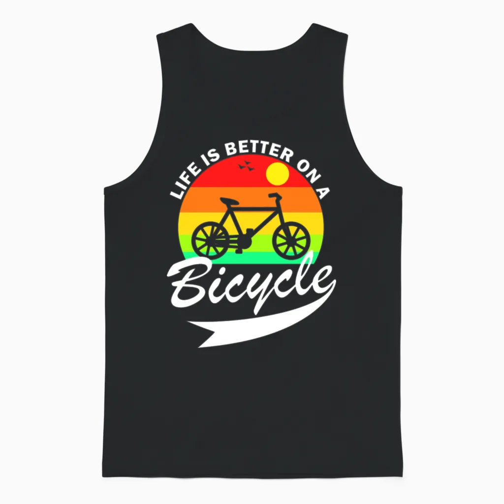 Life Is Better on a Bicycle Retro Unisex Tank Top in Black