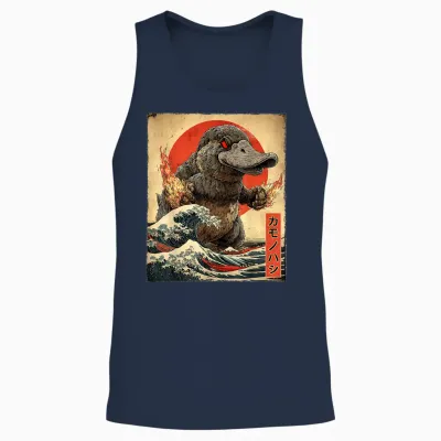 Japanisches Vintage-Poster Mit Schnabeltier-Kaiju-Monster Unisex Tank Top - Navy