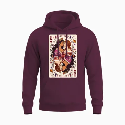 Lesbian Pride Month Lgbtq Queen Hearts Kartenmotiv Unisex Hoodie - Maroon