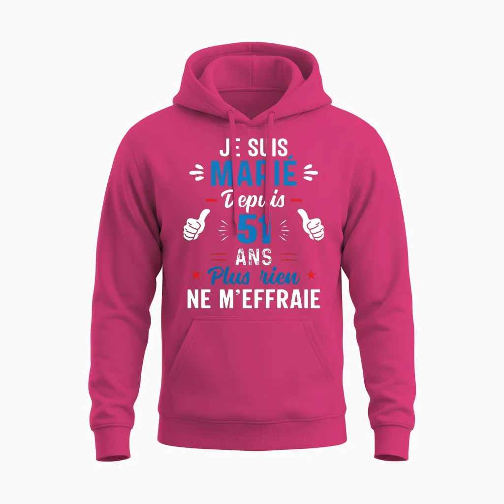Couple in Love Gift 51 Years of Camellia Wedding Anniversary Long Sleeve, Black, S Unisex Hoodie in Heliconia