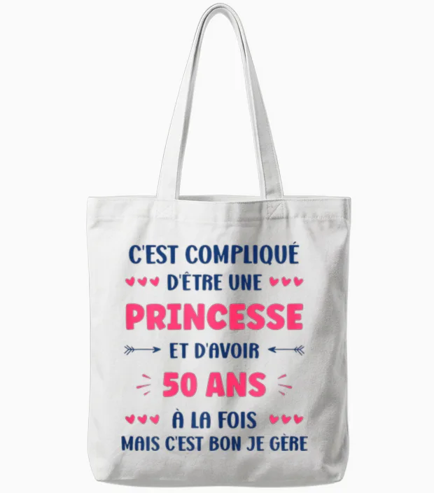 Funny Woman 50 Years Princess Birthday 50 Years T-Shirt, White, Female X-Small Tote Bags in White