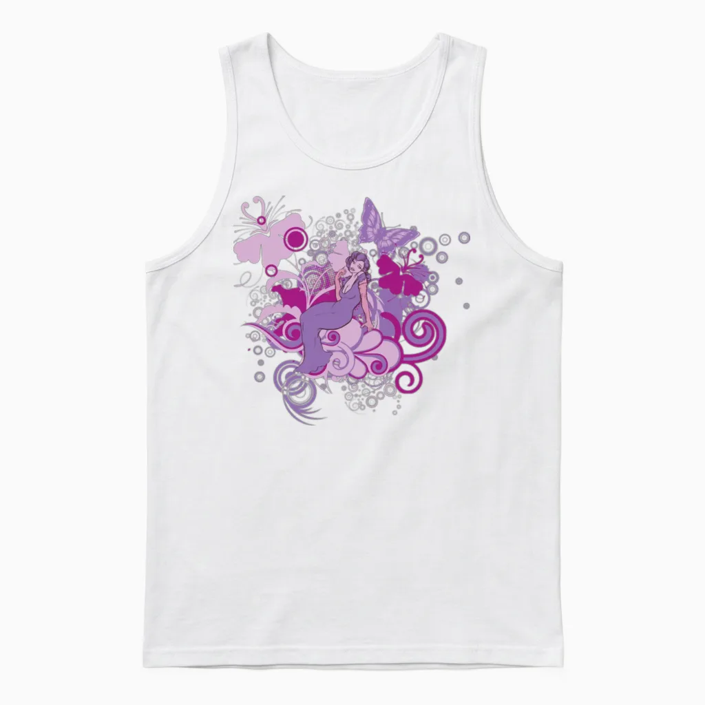 Retro Lady Unisex Tank Top in White