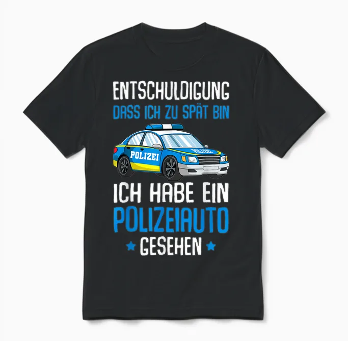 Polizeiauto Geschenke - Polizei-Themed Kinder T-Shirt - Schwarz - S - Kurzarm - Klassisch - Jungen Und Kinder Unisex T-Shirt in Black