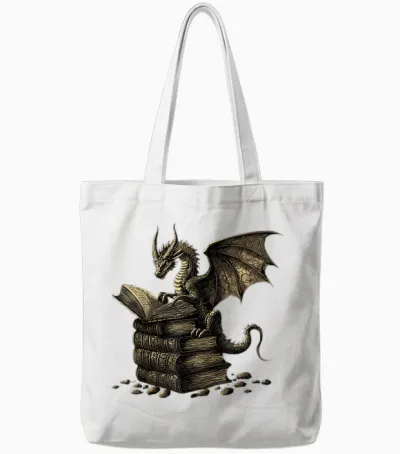 Cute Dragon Reading Book Fantasy Reader Bookworm Books Lovers Tote Bags - White