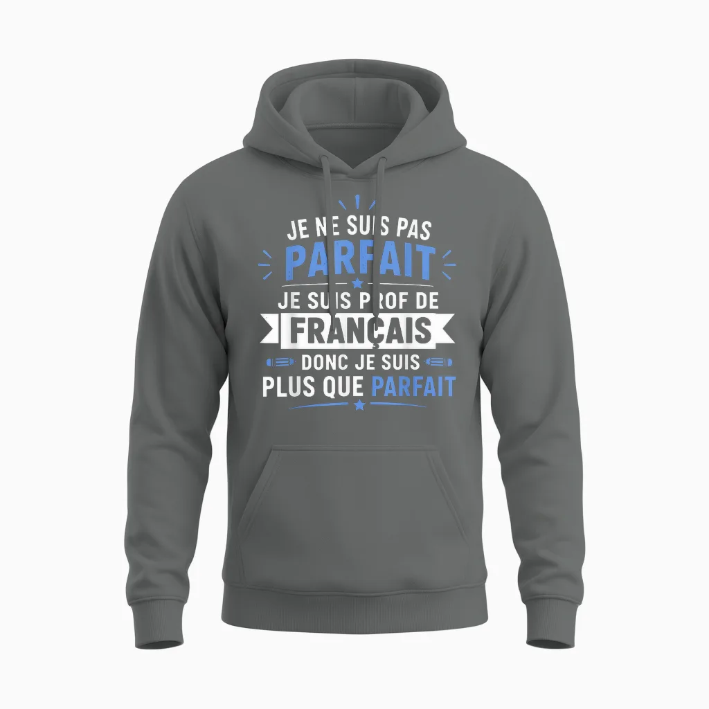 Fin Année école Humour Professeur Super Prof De Français Unisex Hoodie in Graphite Heather