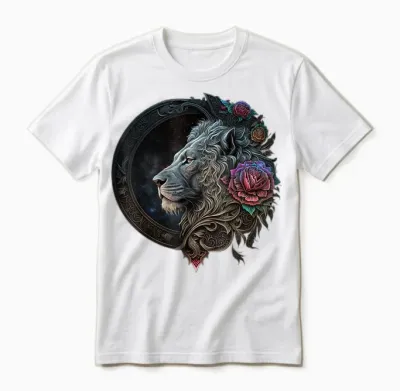 Löwe Mandala Blumen Kunst Raum Tier Zoo Löwe Unisex T-Shirt - White
