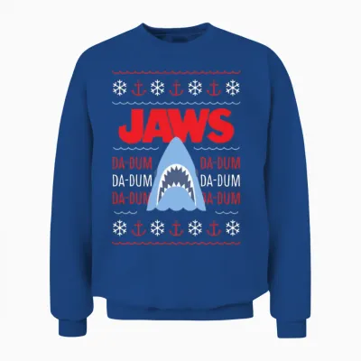 Jaws Distressed Da-Dum Da-Dum Unisex Sweatshirt - Royal