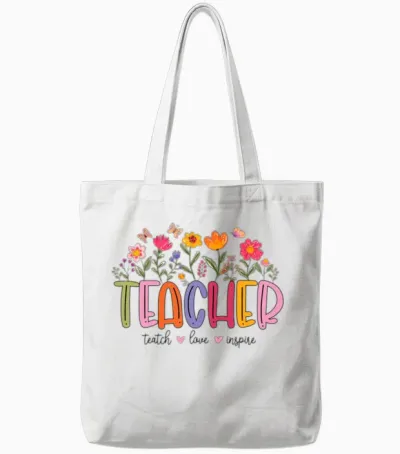 Teachers Love Inspire Tote Bags - White