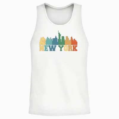 New York Skyline Retro Unisex Tank Top - White