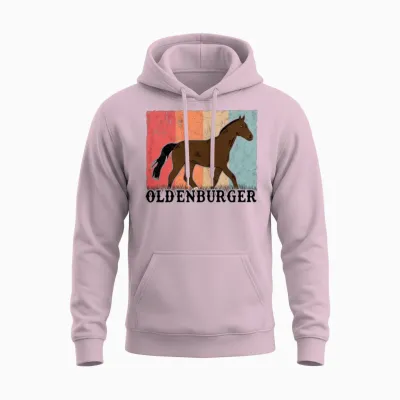 Oldenburg Horse Retro Unisex Hoodie - Light Pink