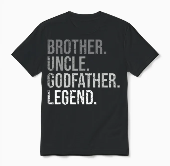 Brother Uncle Godfather Legend Fun Best Funny Uncle Unisex T-Shirt in Black