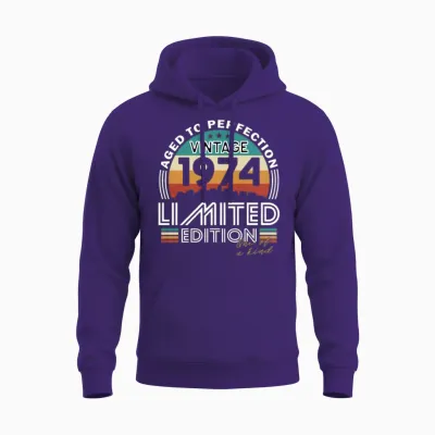 50th Birthday Vintage 1974 Born in 1974 Unisex Hoodie - Purple