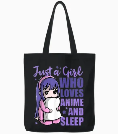 Just a Girl Who Loves Anime and Sleep Pajama Pj Tote Bags - Black