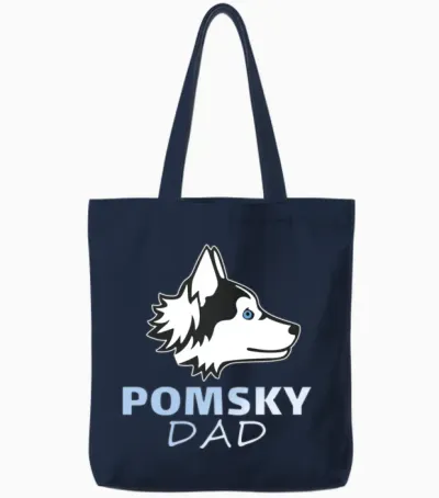 Pomsky for Dad Funny Dog Pomsky Lovers Funny Tote Bags - Navy