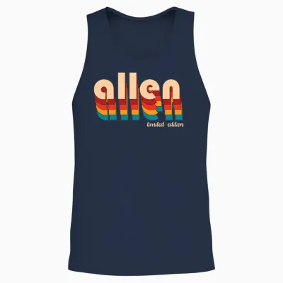 Retro Allen Name Unisex Tank Top - Navy