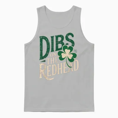 Funny St Patricks Day Irish Shamrock Dibs on the Redhead Unisex Tank Top - Ash
