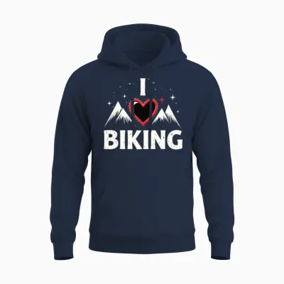 I Love Biking Bike Cycling Gravel Bike Mtb Unisex Hoodie - Navy