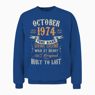 October 1974 Birthday Surprise Unisex Sweatshirt - Royal