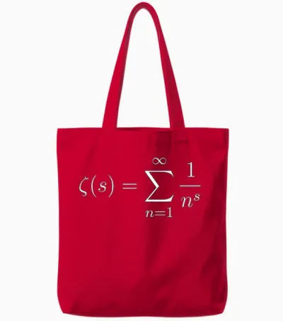 Mathematics: Equation of the Riemann Hypothesis (zeta Function) T-Shirt, Black, S Tote Bags - Red