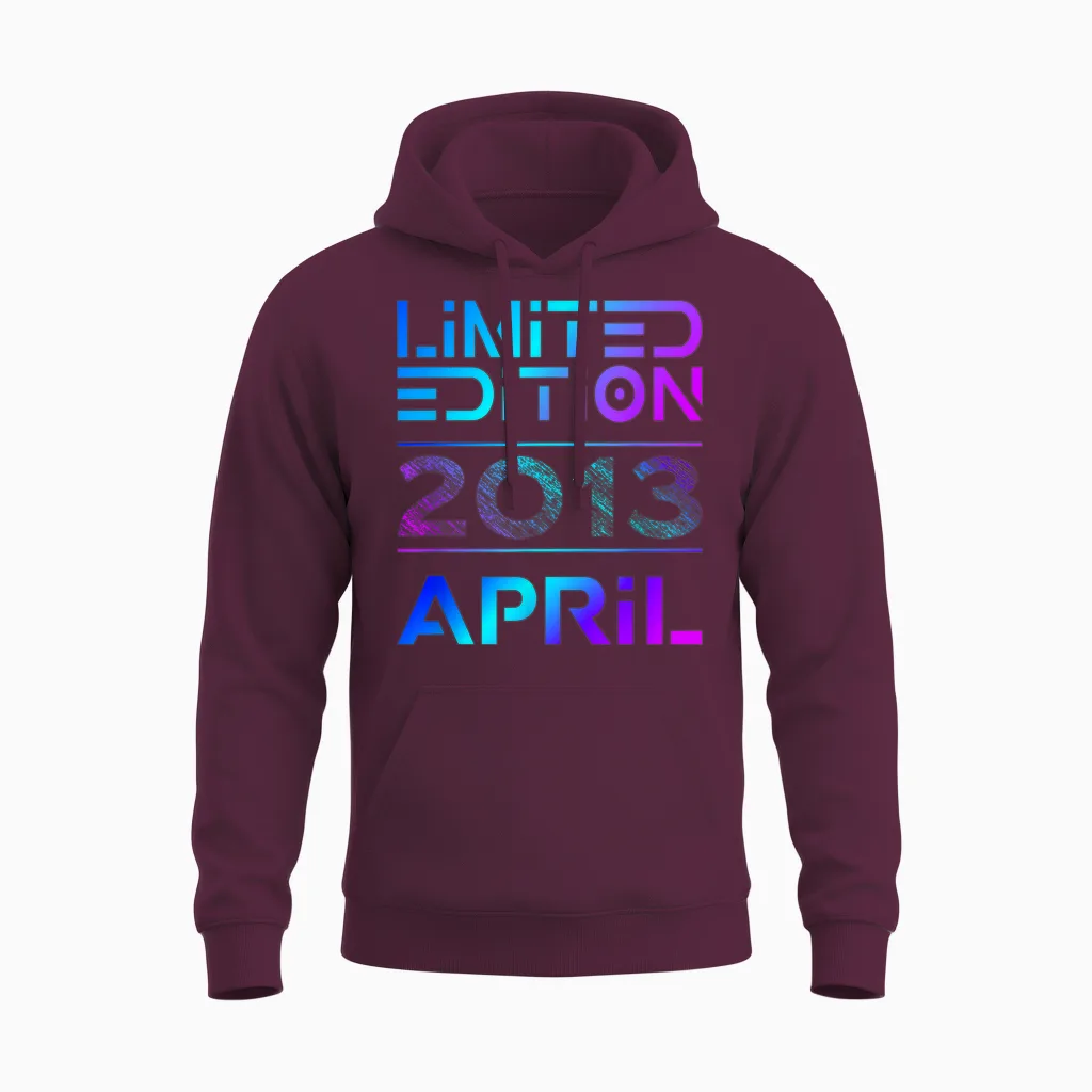 Limited Edition April 2013 Junge Mädchen 13. Geburtstag Unisex Hoodie in Maroon
