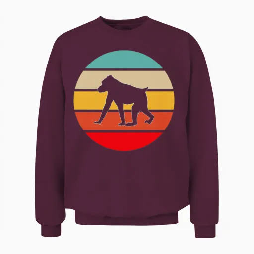 Monkey Retro Unisex Sweatshirt in Maroon
