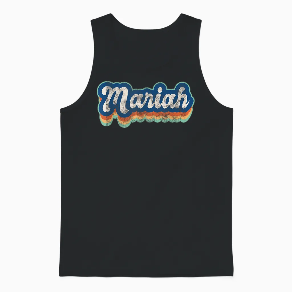 Mariah Name Girl Vintage Style 70s 80s Custom T-Shirt, Black, S Unisex Tank Top in Black