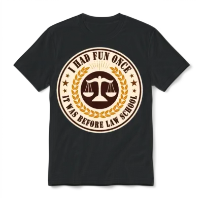 I Had Fun Once It Was Before Law School Funny Unisex T-Shirt - Black