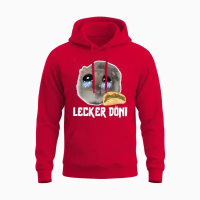 Lecker Döni Sad Hamster Meme Unisex Hoodie - Red