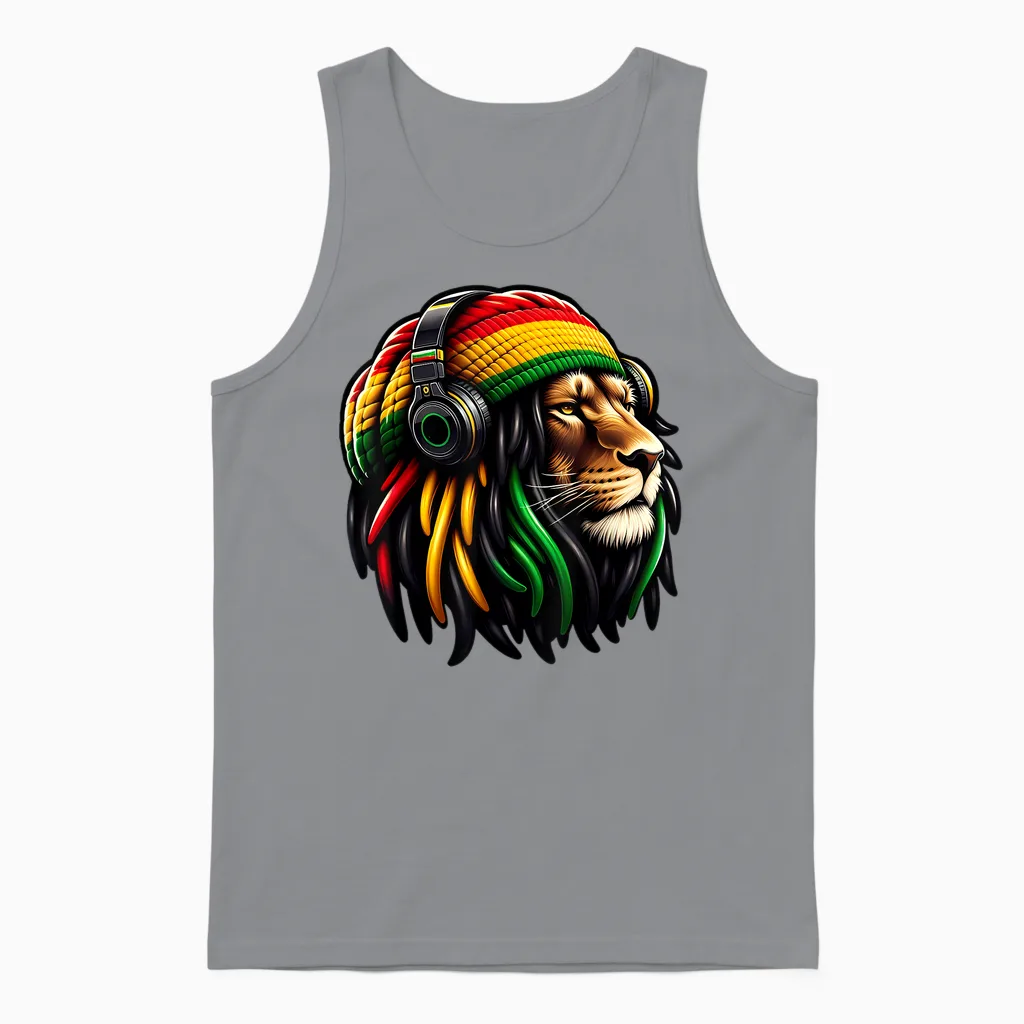 Jamaican Reggae Lion by Judah Rastafarian Lion Unisex Tank Top in Sport Grey