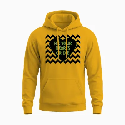 Fix Your Hearts or Die Black Lodge Unisex Hoodie - Gold
