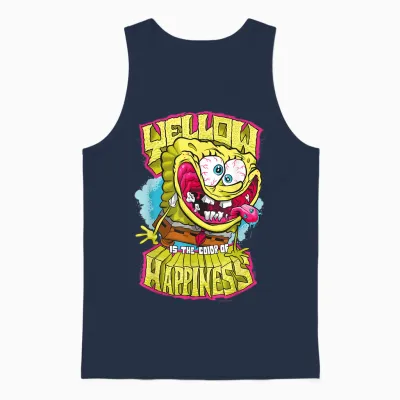 Sponge Bob - Squarepants Yellow Is the Color of Happiness T-Shirt, Black, S Unisex Tank Top - Navy