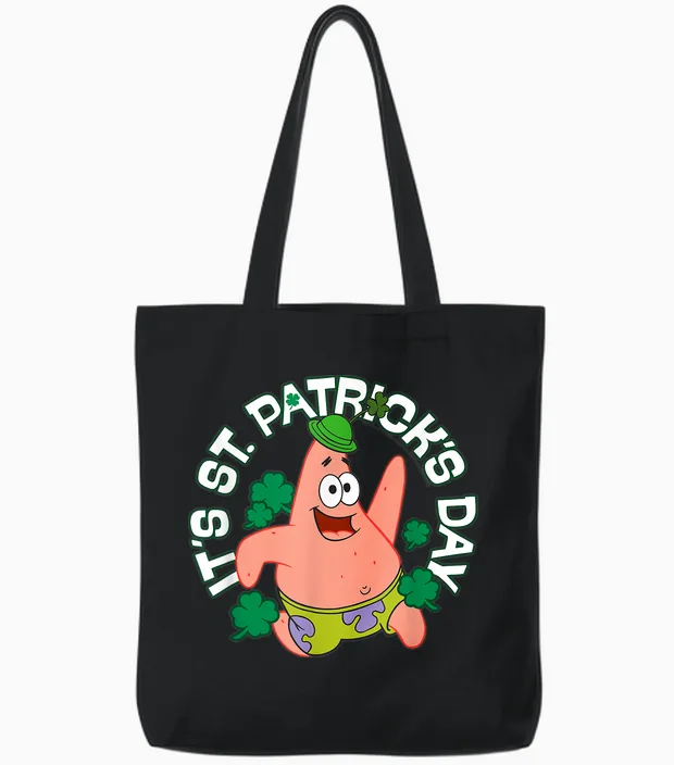 Spongebob Squarepants It's St Patrick's Day T-Shirt, Black Tote Bags in Black