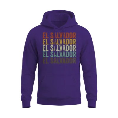 El Salvador Retro Vintage Unisex Hoodie - Purple