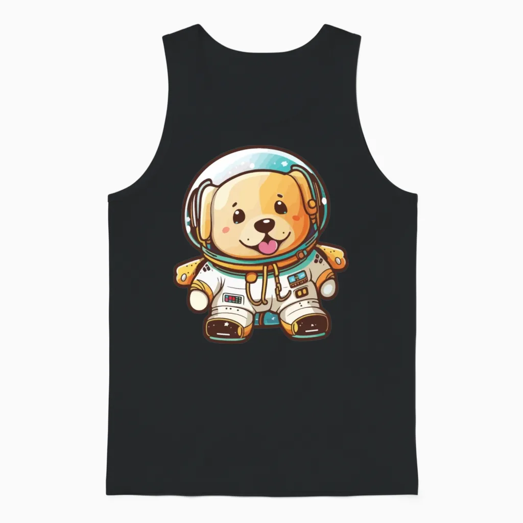 Dog with Space Suit, Astronaut Dog Unisex Tank Top in Black