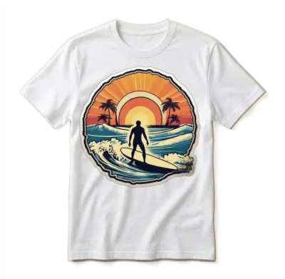 Surfer Surfing Retro Surfer Sunset Retro Unisex T-Shirt - White