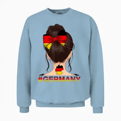 Deutsches Mädchen - Messy Bun Mit Deutschland-Flagge Unisex Sweatshirt - Light Blue