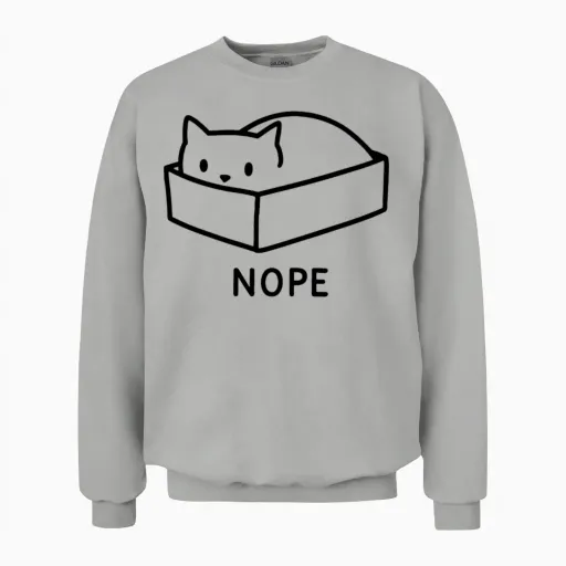 Nope Cat Lovers Unisex Sweatshirt in Ash