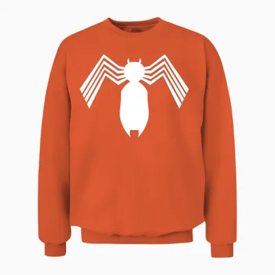 Marvel Spider-Man Venom Symbiote Long Sleeve Logo, Black, S Unisex Sweatshirt - Orange