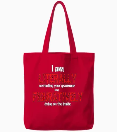 Correcting Grammar Tote Bags - Red