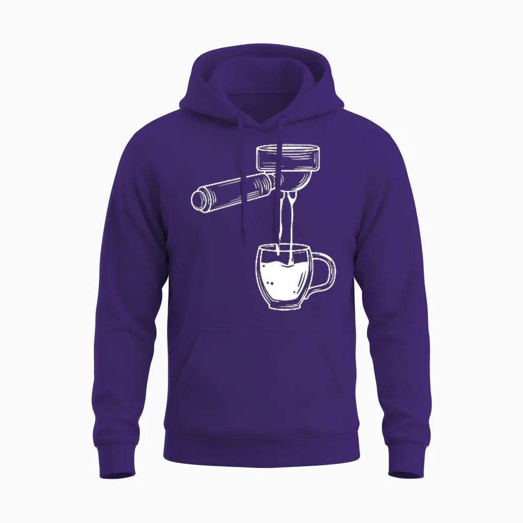 Retro Portafilter Motif for Coffee Lovers and Barista Unisex Hoodie in Purple