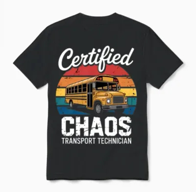 Chaos Transport Technician Funny School Bus Driver Unisex T-Shirt - Black