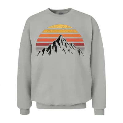 Retro Sunset Mountain Unisex Sweatshirt - Ash