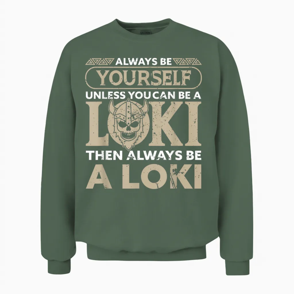 Wikinger Götter Loki Spruch Der Nordischen Mythologie T-Shirt Schwarz S Unisex Sweatshirt in Military Green